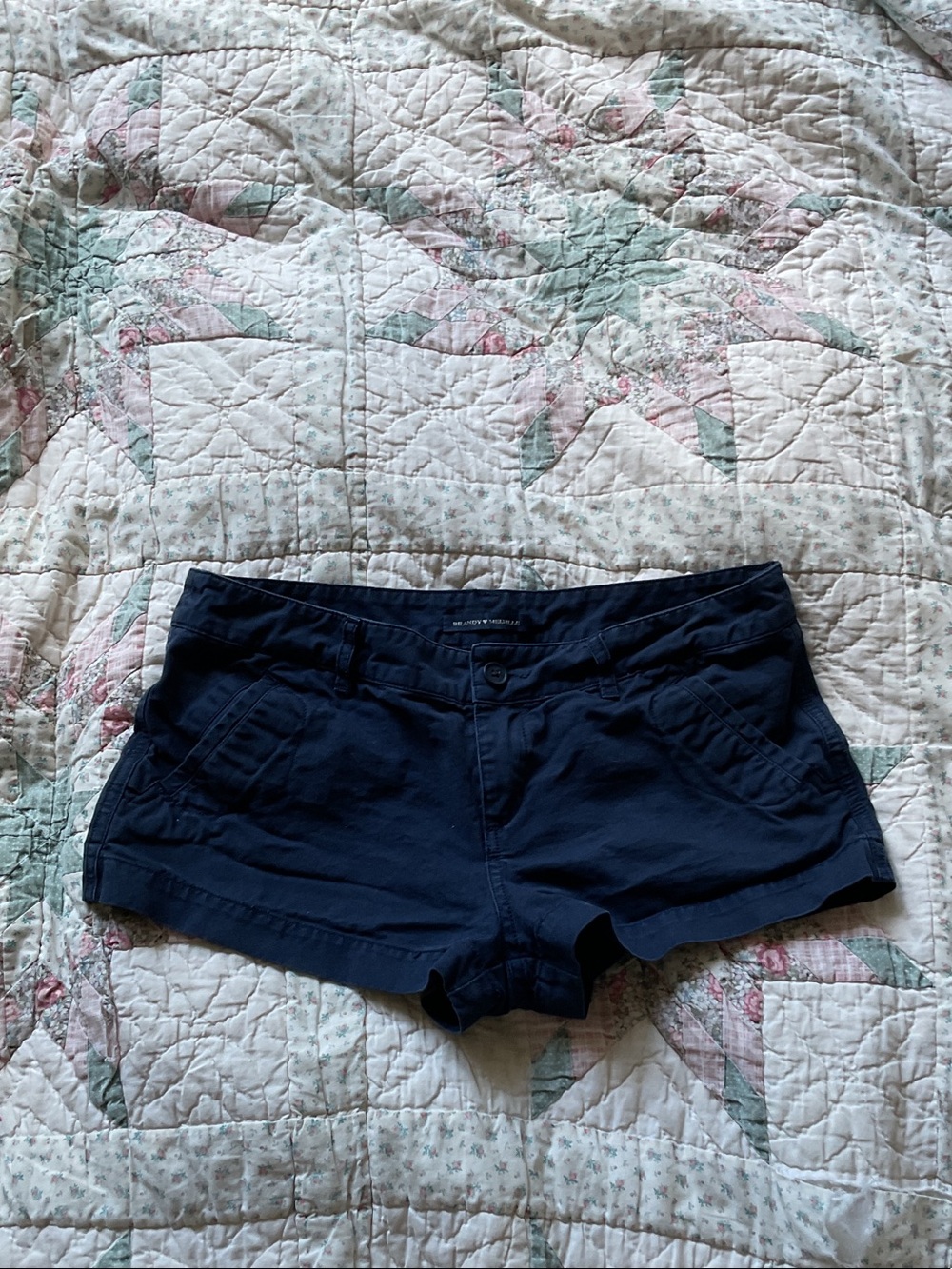 ULTRA LOW RISE!Brandy Melville Navy Blue Cotton-Blend Mini Shorts